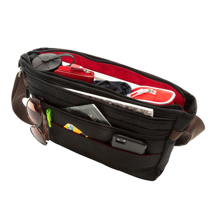 Manhattan Portage Waxed Nylon Sheridan Shoulder Bag (L) W/Back Zipper