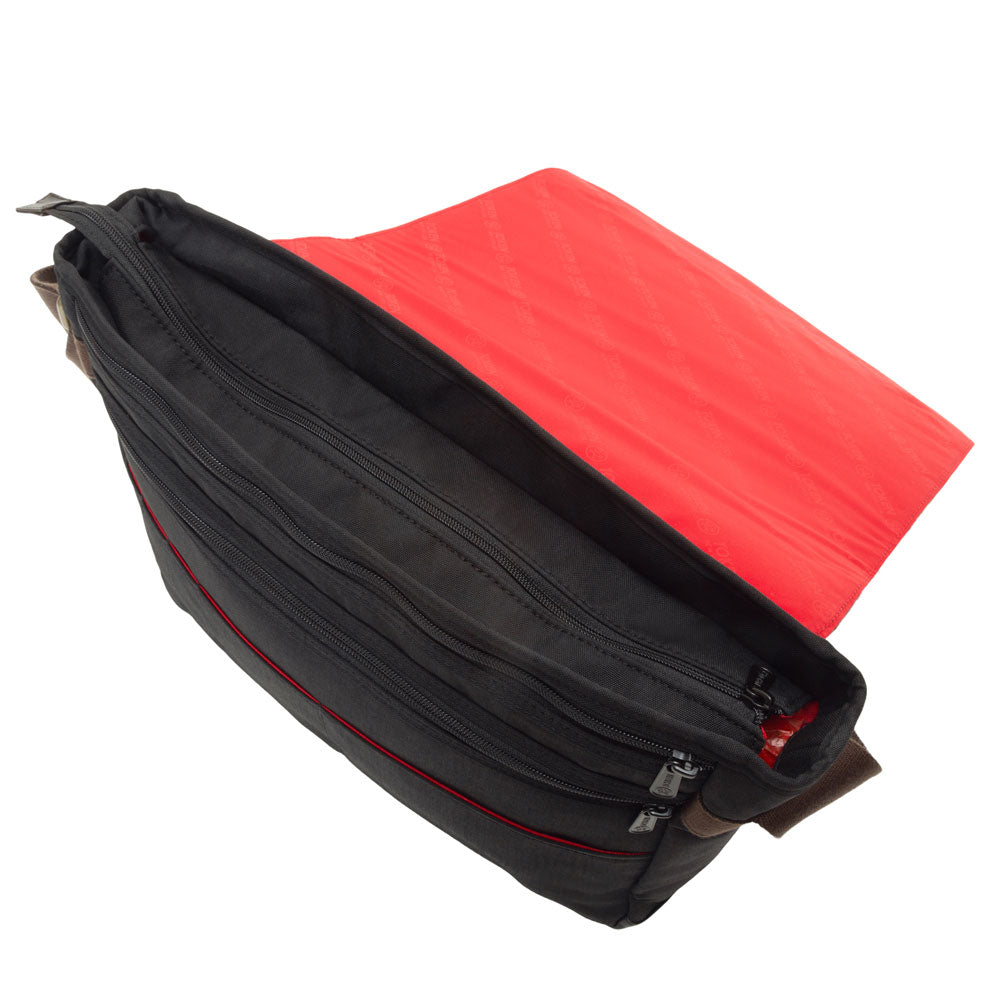 Manhattan Portage Waxed Nylon Sheridan Shoulder Bag (L) W/Back Zipper
