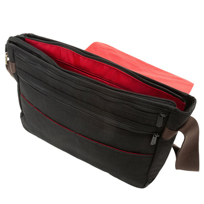 Manhattan Portage Waxed Nylon Sheridan Shoulder Bag (L) W/Back Zipper